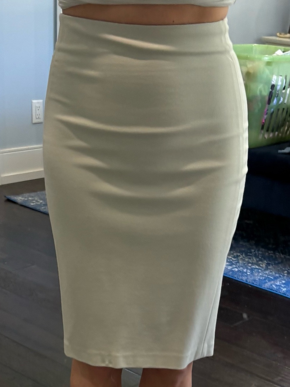Diane Von Furstenberg Cream High-Waist Pencil Skirt